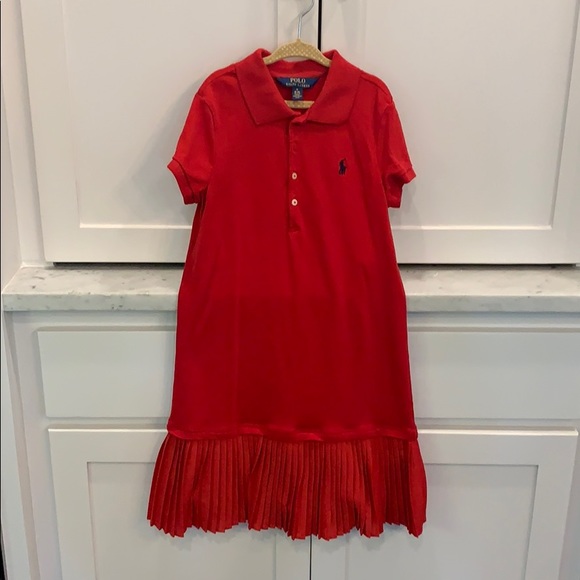 girls red polo dress